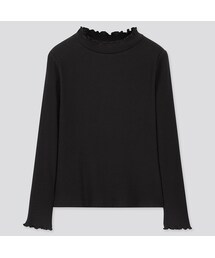 UNIQLO | GIRLS リブフリルハイネックT（長袖）(Tシャツ/カットソー)