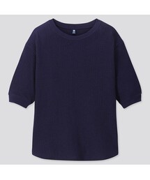 UNIQLO | GIRLS ワッフルクルーネックT（5分袖）(Tシャツ/カットソー)
