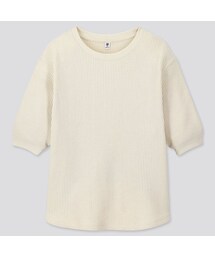 UNIQLO | GIRLS ワッフルクルーネックT（5分袖）(Tシャツ/カットソー)