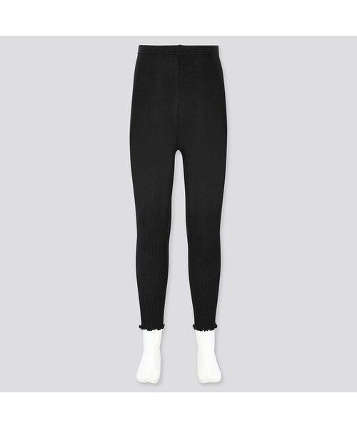 UNIQLO（ユニクロ）の「GIRLS リブメロウレギンス（9分丈）（レギンス/スパッツ・キッズ・BEIGE 31/BLACK 09/DARK GRAY 08・130/160/140/150/120/110）」の2枚目の写真