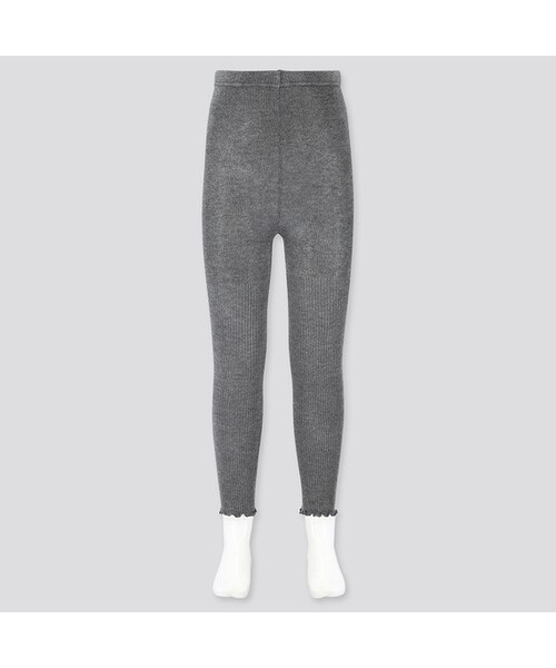 UNIQLO（ユニクロ）の「GIRLS リブメロウレギンス（9分丈）（レギンス/スパッツ・キッズ・BEIGE 31/BLACK 09/DARK GRAY 08・130/160/140/150/120/110）」の3枚目の写真