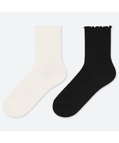 UNIQLO（ユニクロ）の「GIRLS レギュラーソックス（リブメロウ・2足組）（ソックス/靴下・キッズ・PINK 11/OFF WHITE 01・16-20/20-24）」の2枚目の写真