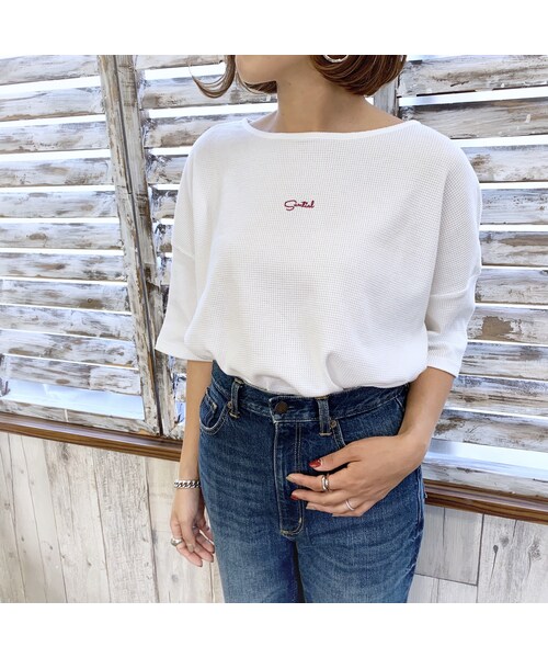 Suntial（サンシャル）の「SuntialロゴワッフルT（Tシャツ/カットソー・レディース・ホワイト・S〜M/M〜L）」の2枚目の写真