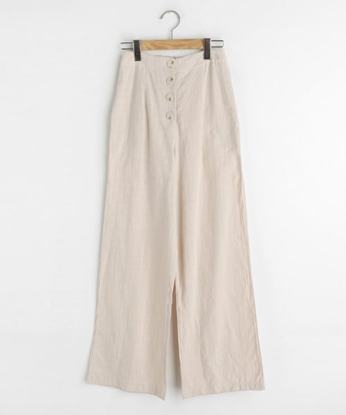 DHOLIC（ディーホリック）の「リネン混ボタンフライワイドパンツ（その他パンツ・レディース・ブラウン/ブラック/ベージュ・FREE）」の3枚目の写真