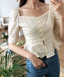 DHOLIC | アイレット刺繍クロップドブラウス(シャツ/ブラウス)