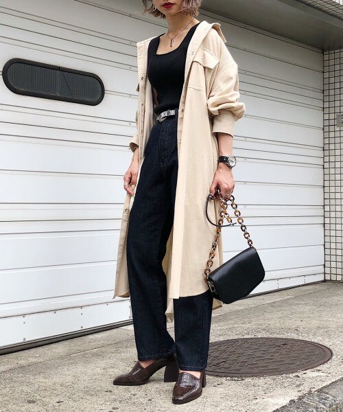 PAGEBOY（ページボーイ）の「【WEB先行予約】エアコールシャツワンピース（ワンピース/ドレス・レディース・グレージュ/ベージュ/マスタード・F）」の2枚目の写真