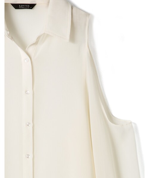LOVFEE（ラッフィ）の「辛甜造型削肩雪紡長袖襯衫（トップス・レディース・黑/杏・S/M/L）」の6枚目の写真
