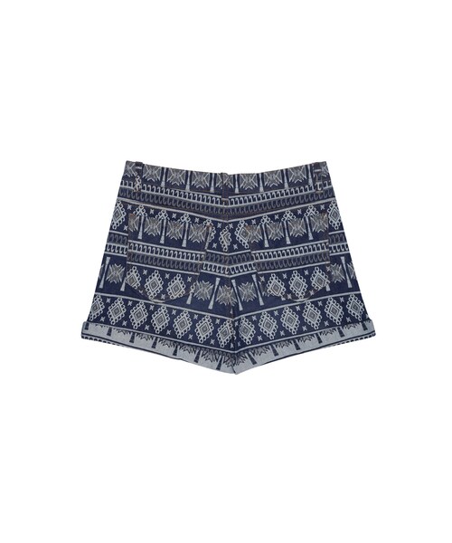 ORENDA（オレンダ）の「連續緹花反折彈力牛仔短褲（パンツ・レディース・圖騰/點點・S/M/L）」の2枚目の写真