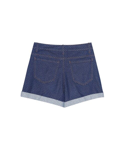 ORENDA（オレンダ）の「連續緹花反折彈力牛仔短褲（パンツ・レディース・圖騰/點點・S/M/L）」の10枚目の写真