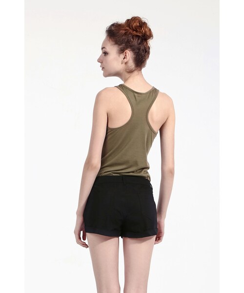 ORENDA（オレンダ）の「低腰假拉鍊裝飾反摺水洗短褲（パンツ・レディース・紅/黑・S/M/L）」の10枚目の写真