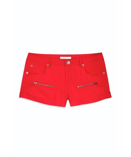 ORENDA（オレンダ）の「低腰假拉鍊裝飾反摺水洗短褲（パンツ・レディース・紅/黑・S/M/L）」の3枚目の写真