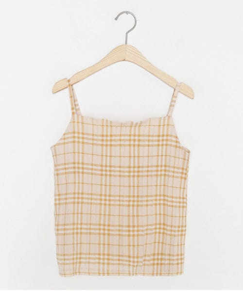 DHOLIC（ディーホリック）の「スクエアネックチェックスリーブレス（キャミソール・レディース・ブラック/ベージュ・FREE）」の2枚目の写真