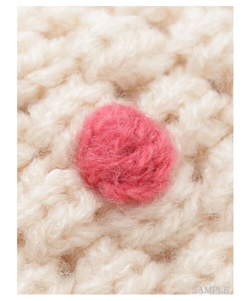 HAKKA BABY（ハッカベビー）の「［ベビー］いちご型ニット帽子（帽子・キッズ・生成/ピンク・48）」の6枚目の写真