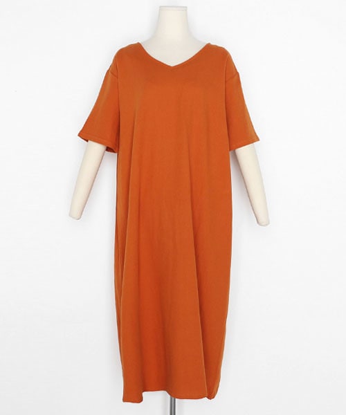 DHOLIC（ディーホリック）の「リネン混Vネックルーズワンピース（ワンピース・レディース・ブルー/ベージュ/オレンジ・FREE）」の3枚目の写真