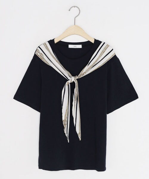 DHOLIC（ディーホリック）の「スカーフ半袖Tシャツ（Tシャツ/カットソー・レディース・ホワイト/その他/ブルー・FREE）」の3枚目の写真