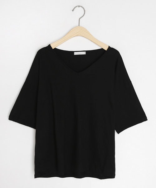 DHOLIC（ディーホリック）の「ステッチVネックルーズTシャツ（Tシャツ/カットソー・レディース・ホワイト/ブラウン/ブラック/ベージュ・FREE）」の2枚目の写真