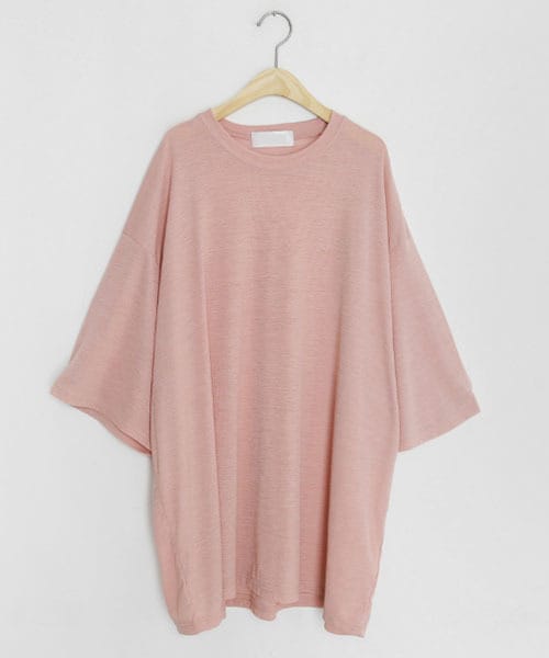 DHOLIC（ディーホリック）の「リネン混ボクシーTシャツ（Tシャツ/カットソー・レディース・ブルー/ピンク/ブラック/ホワイト/ベージュ・FREE）」の5枚目の写真