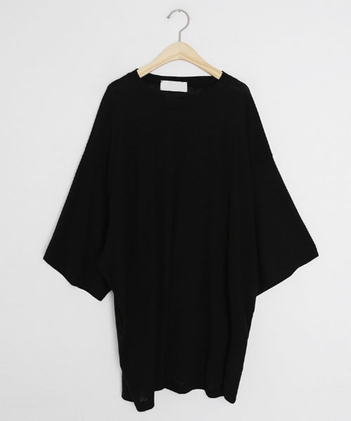 DHOLIC（ディーホリック）の「リネン混ボクシーTシャツ（Tシャツ/カットソー・レディース・ブルー/ピンク/ブラック/ホワイト/ベージュ・FREE）」の3枚目の写真