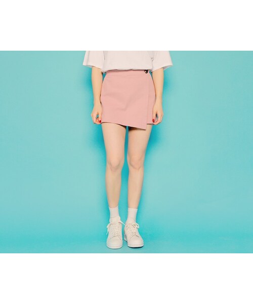 HOTPING（ホッピン）の「ラップボタンミニスカパン（スカート・レディース・Black/Beige/White/Pink・XS-S/M/L/XL/2XL/s）」の4枚目の写真