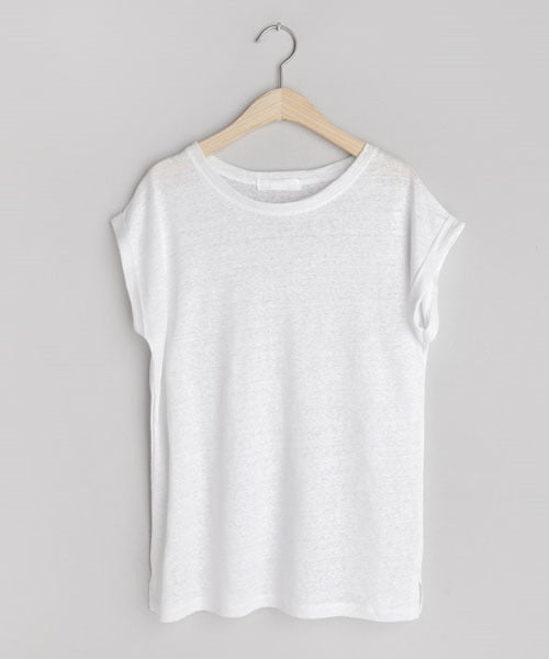 DHOLIC（ディーホリック）の「リネンロールアップTシャツ（Tシャツ/カットソー・レディース・ブラウン/ブラック/ベージュ/ホワイト/レッド・FREE）」の2枚目の写真