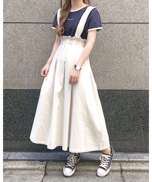 chocomee（チョコミー）の「サスペンダースカート（スカート・レディース・ブラック/ホワイト/ベージュ・FREE）」の2枚目の写真