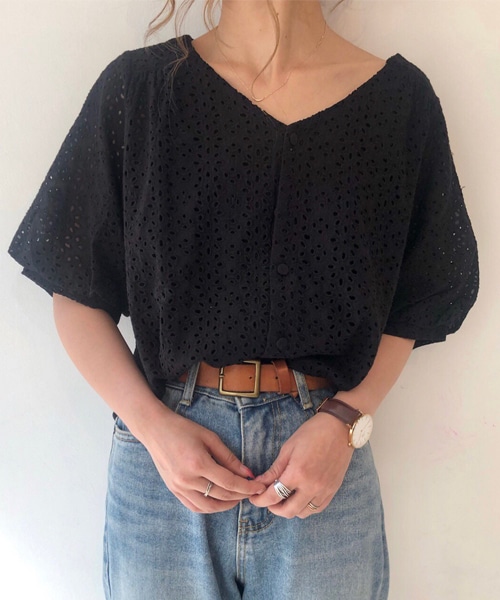 chocomee(チョコミー)の「レースブラウス(シャツ/ブラウス・レディース・ホワイト/ブラック/オレンジ・FREE)」の3枚目の写真