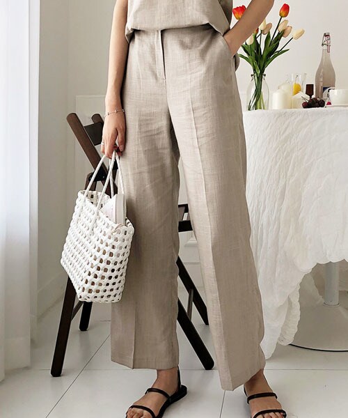 DHOLIC(ディーホリック)の「リネン混スリムパンツ(その他パンツ・レディース・ブラック/ベージュ・FREE)」の2枚目の写真