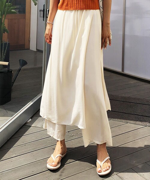 DHOLIC(ディーホリック)の「ラップ調ワイドパンツ(その他パンツ・レディース・ホワイト/その他・FREE)」の1枚目の写真