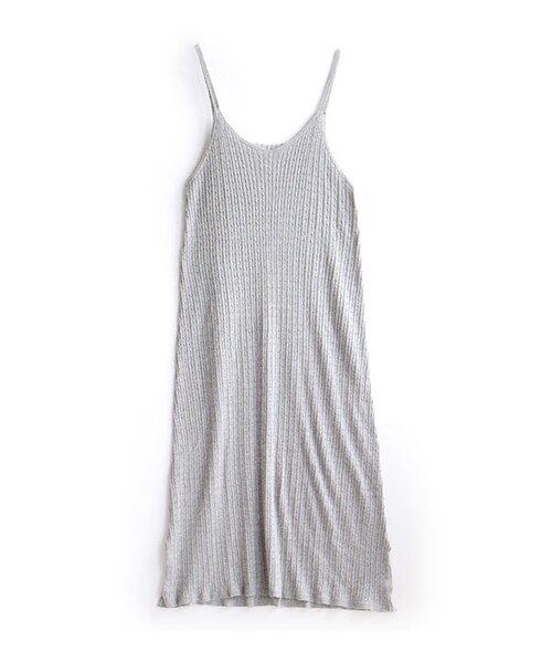 zootie(ズーティー)の「オーディナリーfine コットンニット キャミワンピース(ワンピース・レディース・オフ/サンドベージュ/アッシュピンク/ブルー/マスタード/グリーン/チョコブラウン/モクグレー/ネイビー/ブラック・Mサイズ(ワンサイズ))」の3枚目の写真