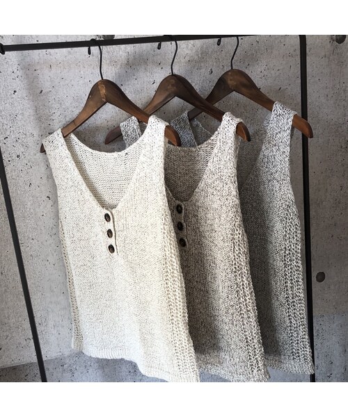copine（コピン）の「再入荷！おしゃれデザイン！杢テープ糸ざっくりサマーニットタンク(3color)【クリックポスト対象商品】（タンクトップ・レディース・その他）」の13枚目の写真