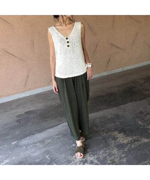 copine（コピン）の「再入荷！おしゃれデザイン！杢テープ糸ざっくりサマーニットタンク(3color)【クリックポスト対象商品】（タンクトップ・レディース・その他）」の2枚目の写真