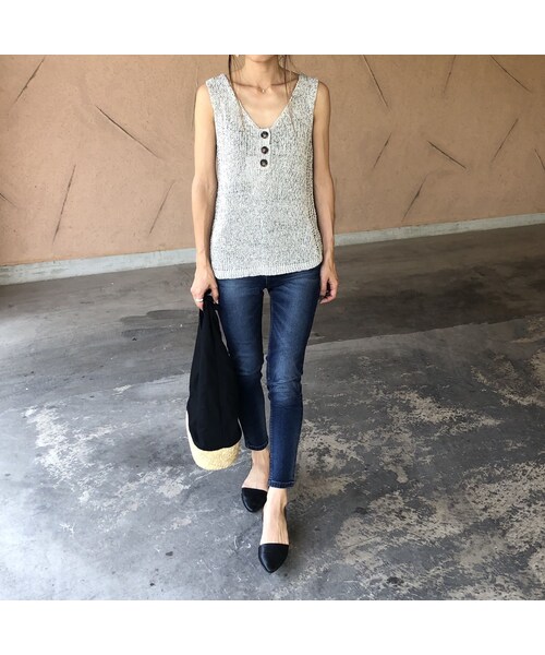 copine（コピン）の「再入荷！おしゃれデザイン！杢テープ糸ざっくりサマーニットタンク(3color)【クリックポスト対象商品】（タンクトップ・レディース・その他）」の10枚目の写真