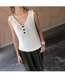 copine | 再入荷！おしゃれデザイン！杢テープ糸ざっくりサマーニットタンク(3color)【クリックポスト対象商品】(タンクトップ)