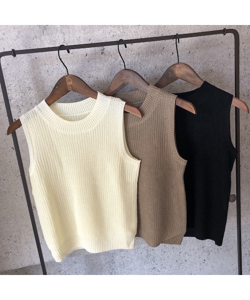 copine(コピン)の「【期間限定価格】再入荷!大人ベーシック!綿タッチアクリルノースリーブニット(3color)【クリックポスト対象商品】(ニット/セーター・レディース・その他)」の1枚目の写真