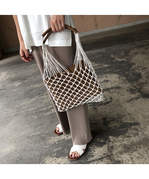 copine（コピン）の「再入荷！取り外し可能！ロープネットバッグ(2color)（ハンドバッグ・レディース・その他）」の2枚目の写真