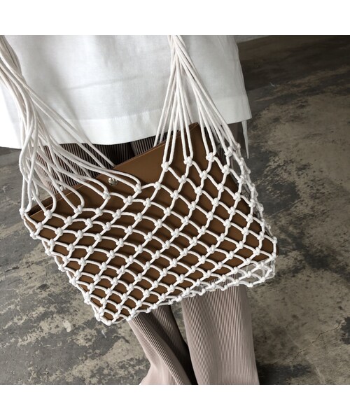 copine（コピン）の「再入荷！取り外し可能！ロープネットバッグ(2color)（ハンドバッグ・レディース・その他）」の3枚目の写真