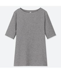 UNIQLO | リブボートネックT（5分袖）(Tシャツ/カットソー)