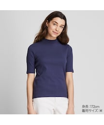 UNIQLO | リブハイネックT（5分袖）(Tシャツ/カットソー)