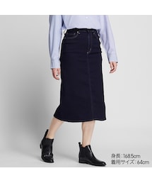 UNIQLO | デニムミディスカート(丈標準75.5～78.5cm）(スカート)
