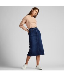 UNIQLO | デニムミディスカート(丈標準75.5～78.5cm）(スカート)