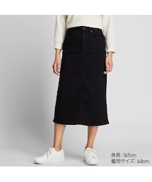 UNIQLO | デニムミディスカート(丈標準75.5～78.5cm）(スカート)