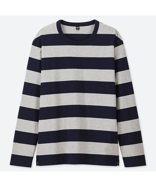 UNIQLO（ユニクロ）の「ウォッシュボーダーT（長袖）（Tシャツ/カットソー・メンズ・GREEN 55/GRAY 03/WINE 18・XL/S/M/XS/L/3XL/XXL/4XL）」の2枚目の写真