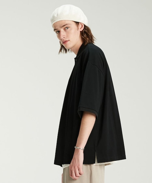 LIDNM（リドム）の「OVER SIZED POLO【BLACK】（ポロシャツ・メンズ・ブラック系・MEDIUM/LARGE）」の2枚目の写真