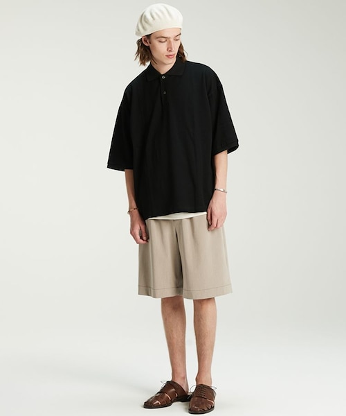 LIDNM（リドム）の「OVER SIZED POLO【BLACK】（ポロシャツ・メンズ・ブラック系・MEDIUM/LARGE）」の4枚目の写真
