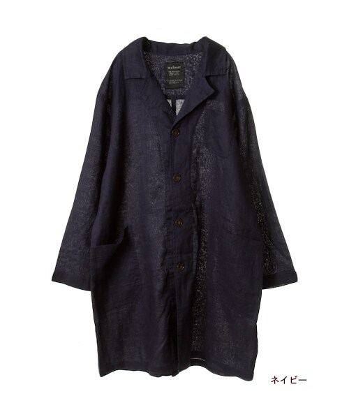 w closet（ダブルクローゼット）の「リネン平織りショップコート（トップス・レディース・エクリュ/レモン/ネイビー・FREE）」の4枚目の写真