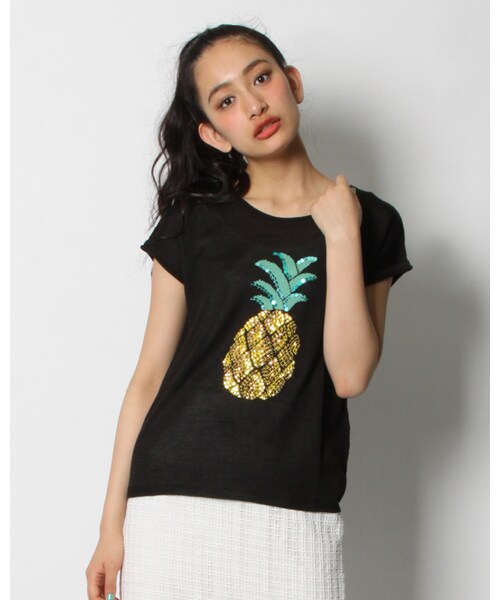 VICKY（ビッキー）の「パインモチーフインターシャニット（トップス・レディース・ホワイト/ブラック/ブルー・M）」の2枚目の写真