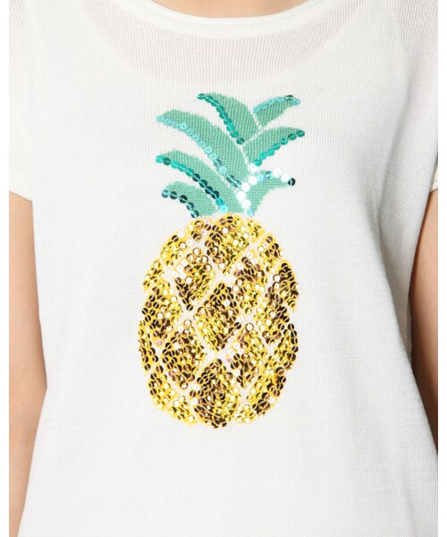 VICKY（ビッキー）の「パインモチーフインターシャニット（トップス・レディース・ホワイト/ブラック/ブルー・M）」の8枚目の写真