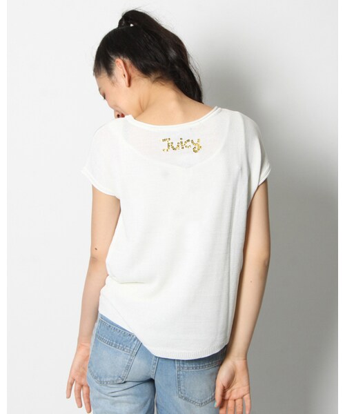 VICKY（ビッキー）の「パインモチーフインターシャニット（トップス・レディース・ホワイト/ブラック/ブルー・M）」の4枚目の写真