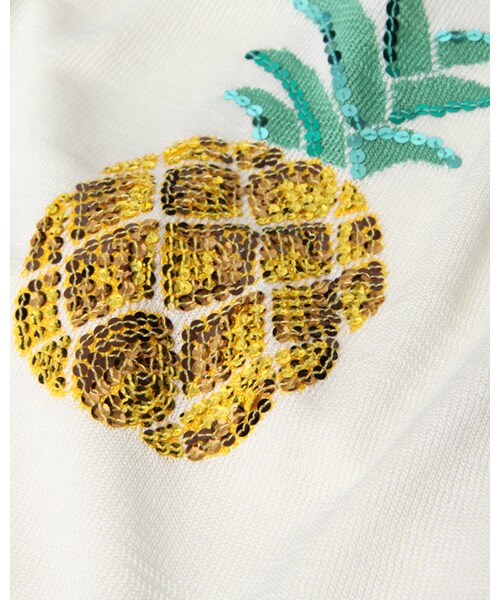 VICKY（ビッキー）の「パインモチーフインターシャニット（トップス・レディース・ホワイト/ブラック/ブルー・M）」の9枚目の写真