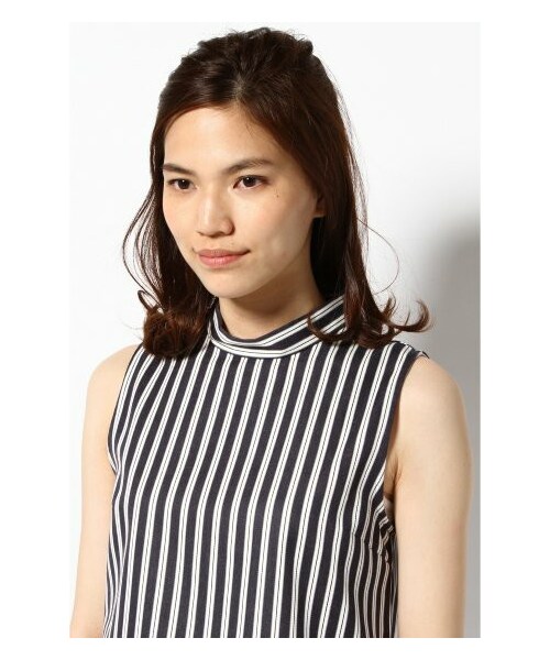 SLOBE IENA（スローブイエナ）の「ストライプ柄ノースリーブハイネック 